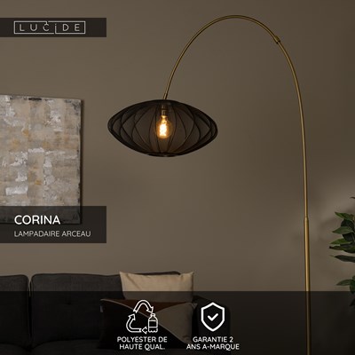 Lucide CORINA - Lampadaire arceau - 1xE27 - Noir